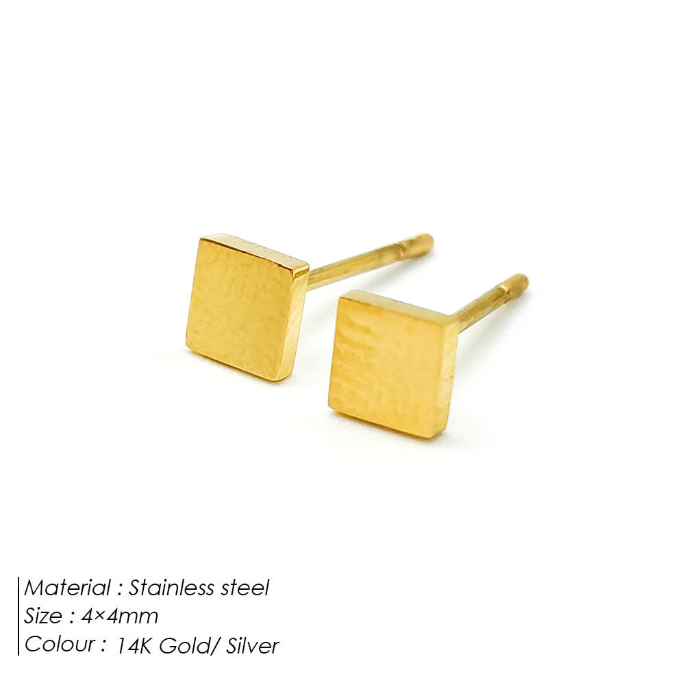 Women's Stainless Steel Electroplated Gold Fashion Ear Stud Earrings