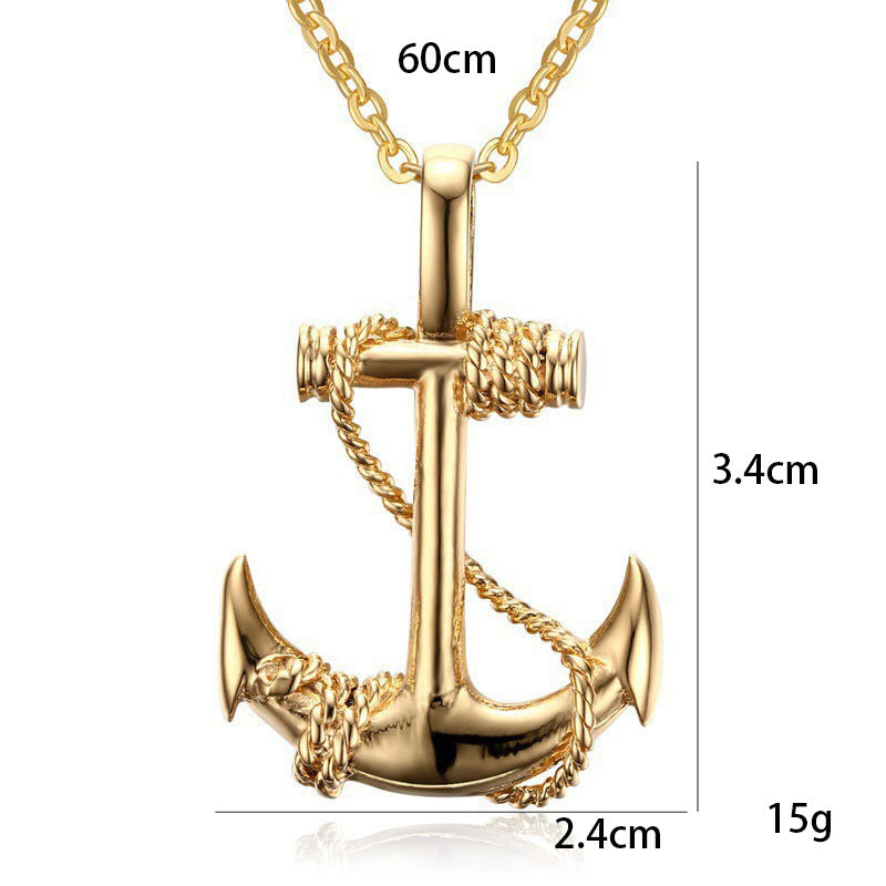 Men's Steel Boat Anchor Trendy Personality Vintage Cross Pendants