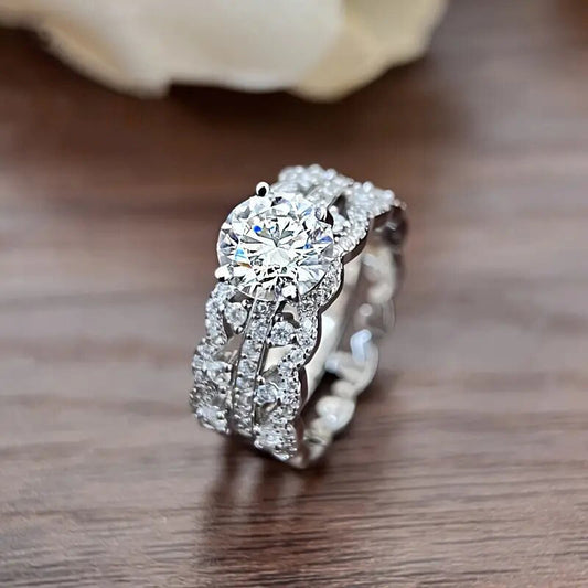 Luxury Inlaid Zircon Female Advanced Style Ring