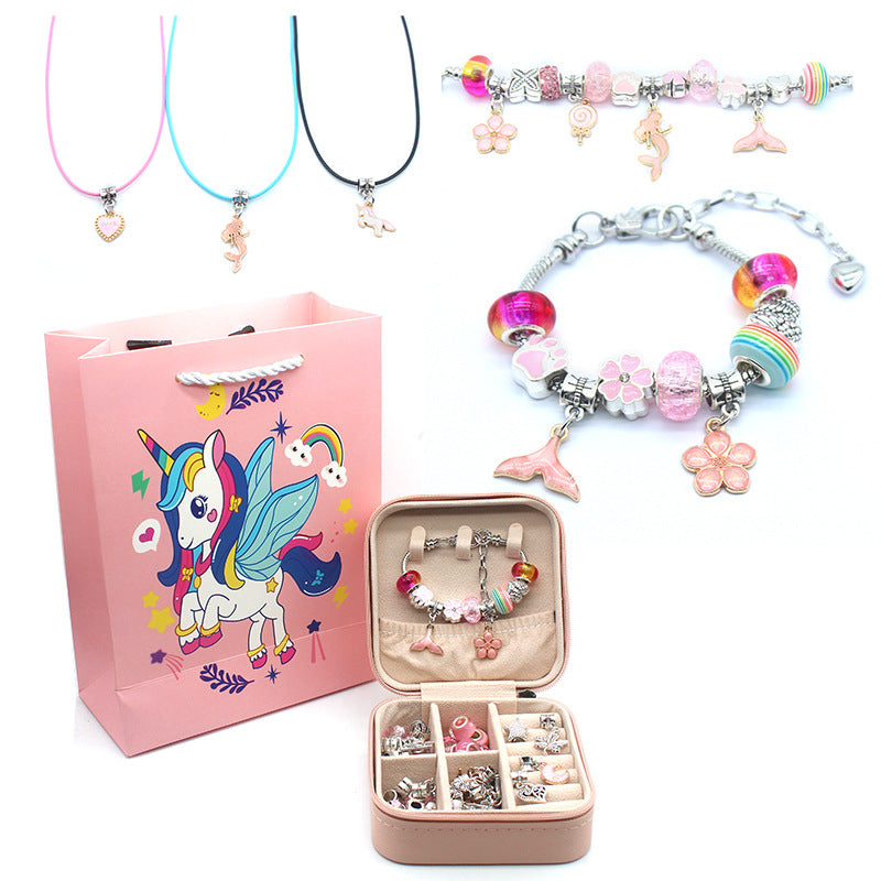 Children's Pink Crystal String Beads Unicorn Cute Bracelets