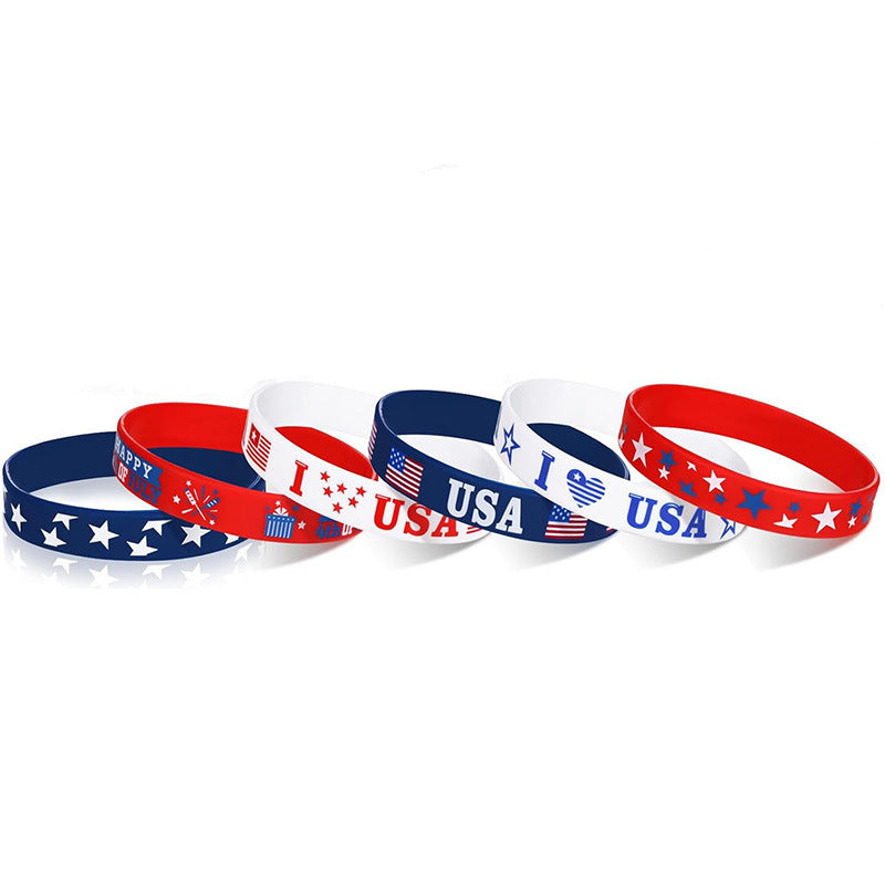 Women's & Men's Independence Day Silicone Celebration Party Parade Street Rubber Bracelets