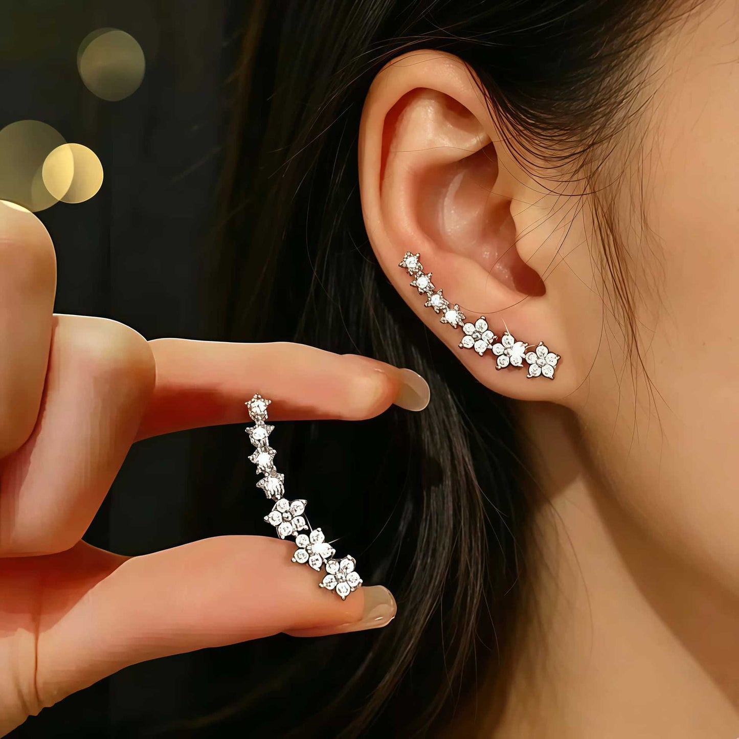 Design Sweet Temperament Starry With Diamonds High-grade Stud Earrings
