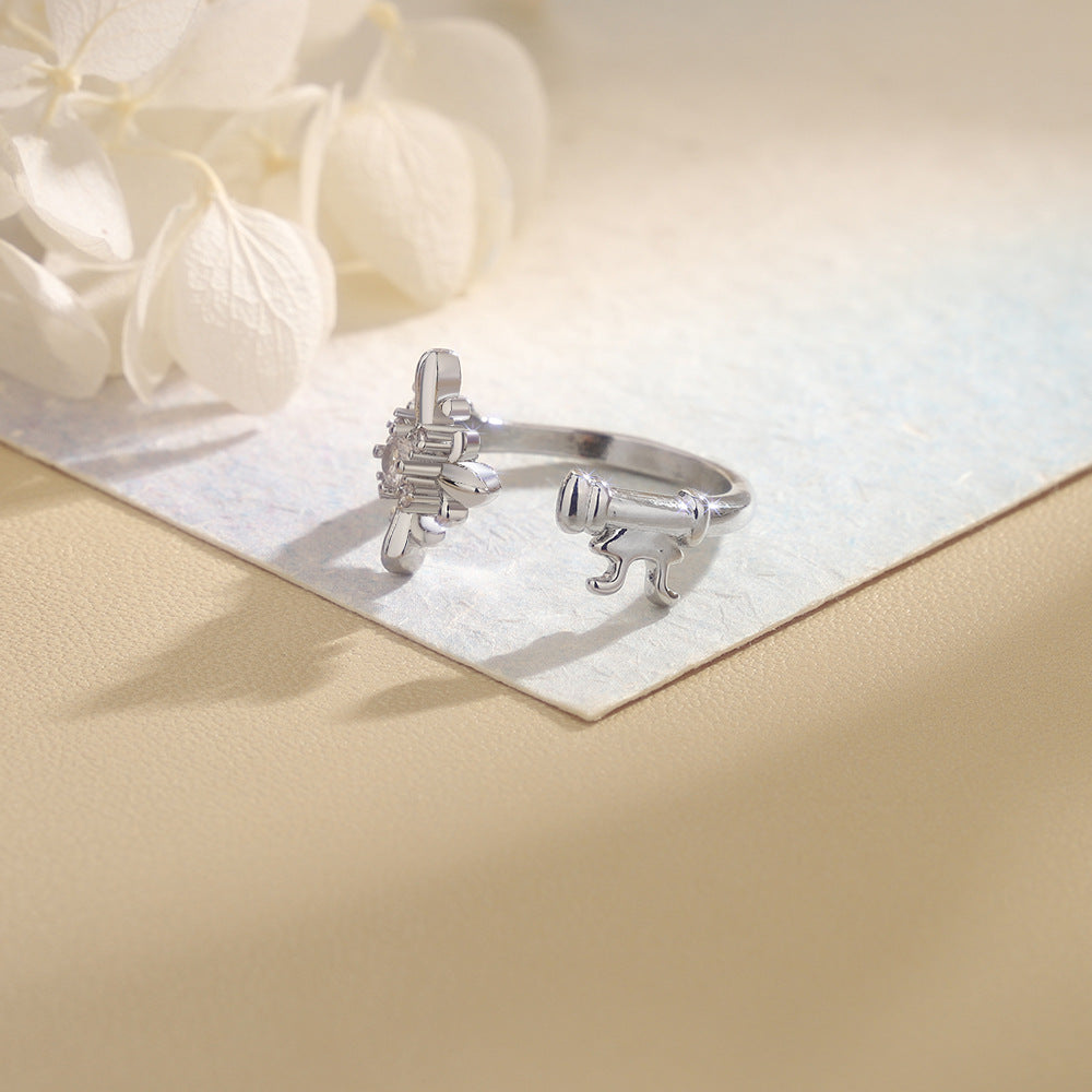 Key Zircon Cold Unisex Style Diamond Ring