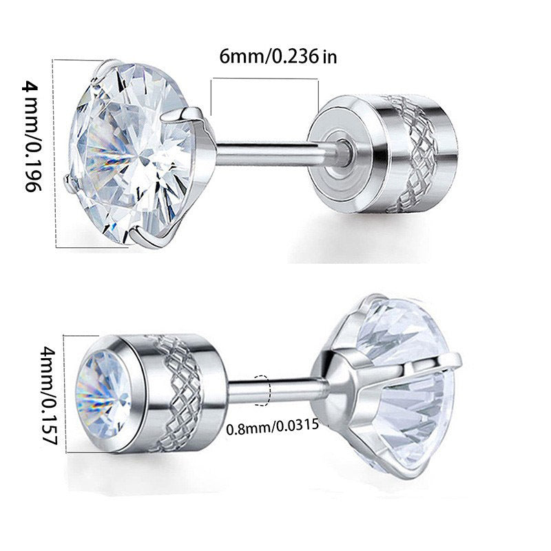 Hot Stylish Round Zircon Thin Needle Stainless Steel Earrings