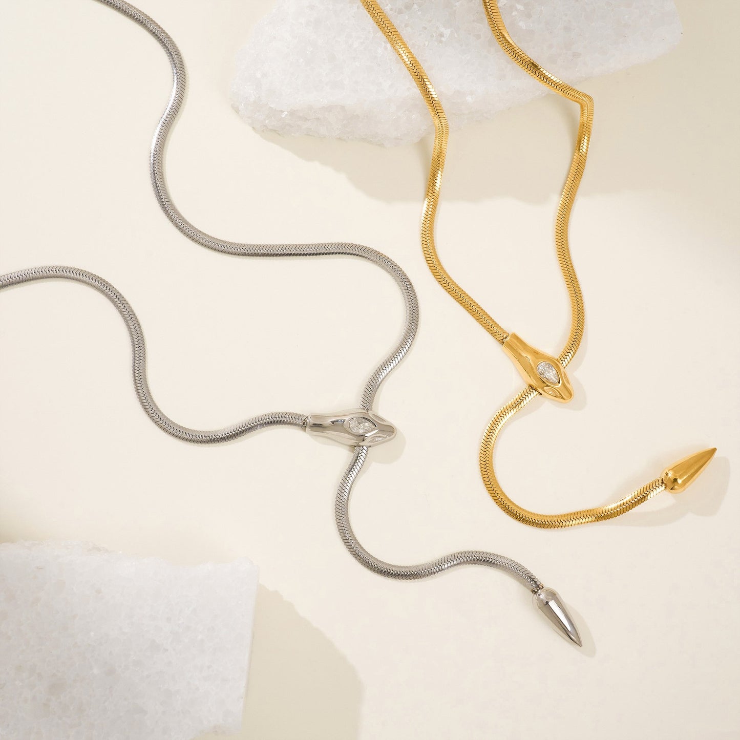Design Sense Spirit Snake Zircon Titanium Steel Bone Retro Advanced Necklaces