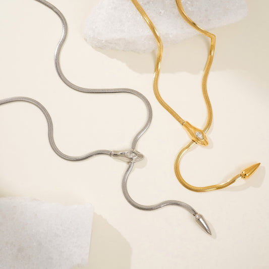 Design Sense Spirit Snake Zircon Titanium Steel Bone Retro Advanced Necklaces