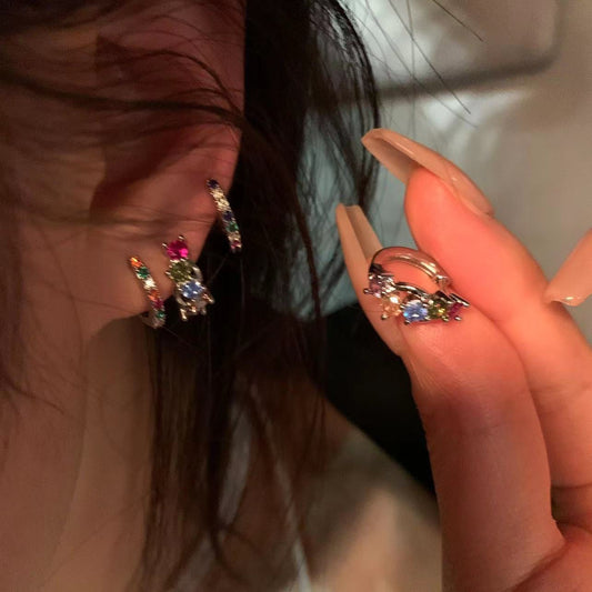 Women's Zircon Trendy Niche Design Exquisite Rainbow Bridge Clip Unique Earrings