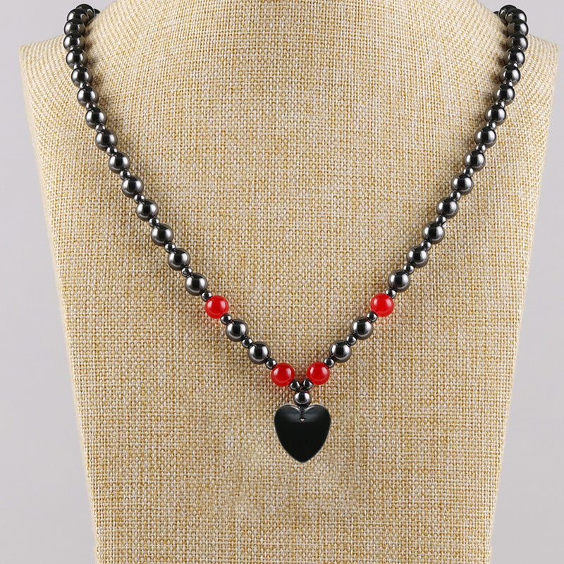 Live Supply Imitation Red Agate Magnetic Haematite Empowerment Sweater Necklace