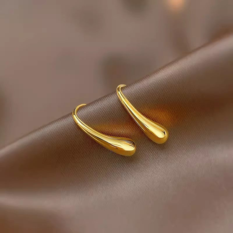 Water Drop Female Titanium Steel Temperament Trendy Design Earrings