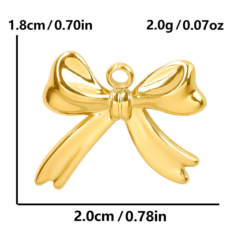 Stainless Steel Golden Bow Fashion Ornaments Pendants