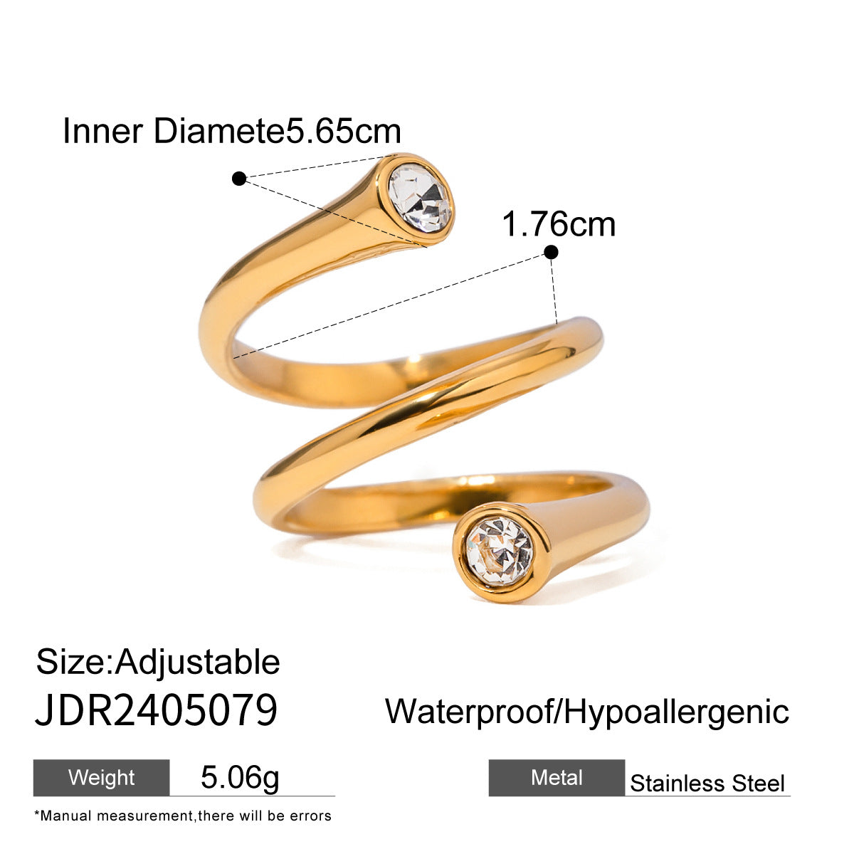 Ding Stainless Steel Diamond High-grade Niche Rings