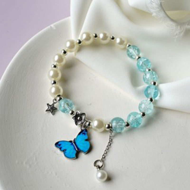 Female Aquamarine Gray Moonlight Natural Crystal Bracelet