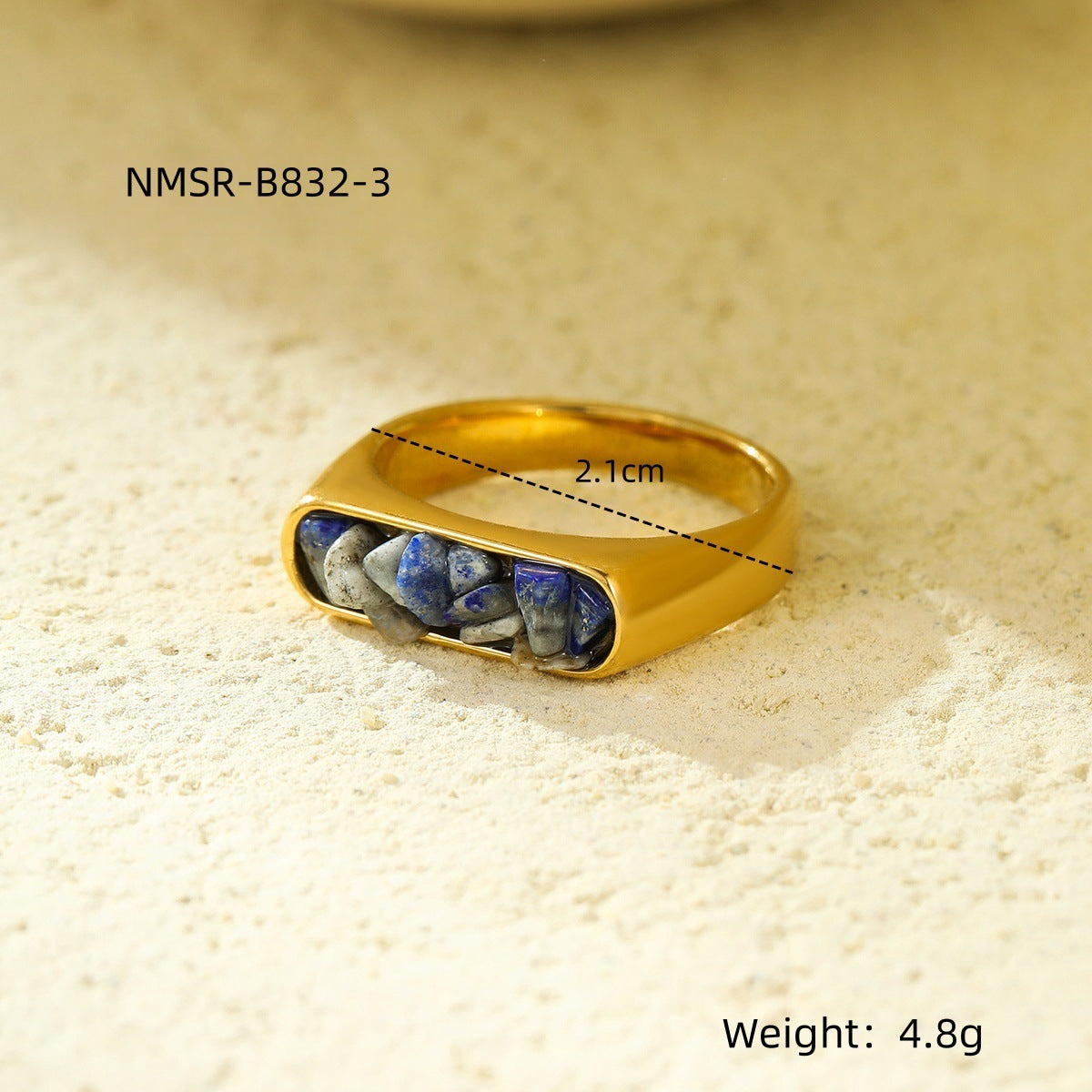 Natural Stone Exquisite Elegant Stainless Steel Rings