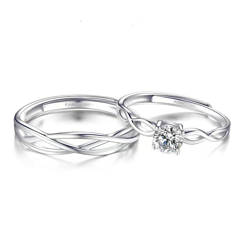 Women's & Men's Copper Fan Home With Female Mobius Couple Fashion Simple Opening Rings