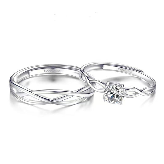 Women's & Men's Copper Fan Home With Female Mobius Couple Fashion Simple Opening Rings