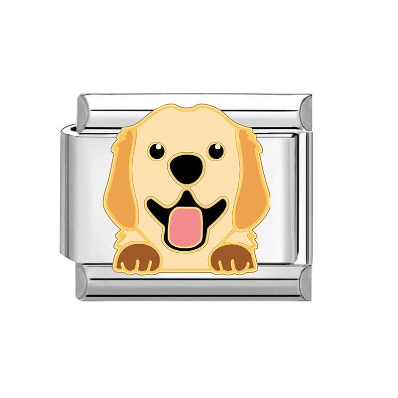Hot Stainless Steel Italian Module Puppy Pattern Free Bracelet