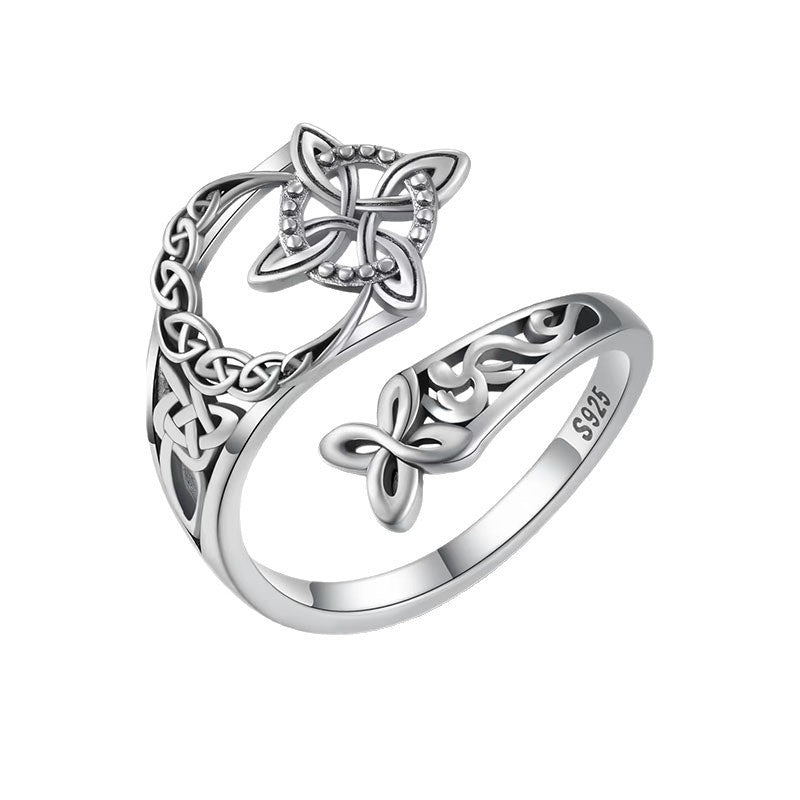 Women's Celtic Vintage Geometric Cross Hollow For Personality Pattern Ring
