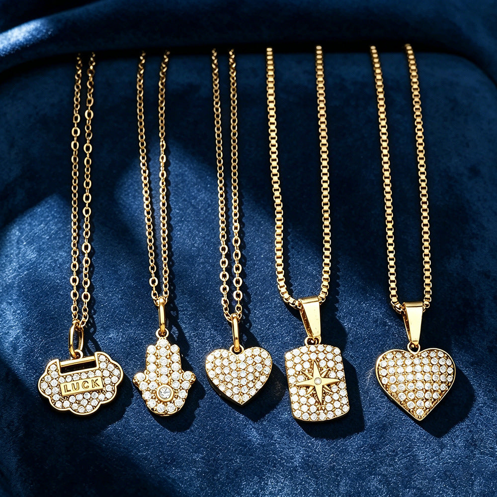 Simple Fashion Stainless Steel Full Zircon Devil's Necklace
