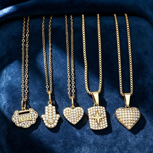 Simple Fashion Stainless Steel Full Zircon Devil's Necklace
