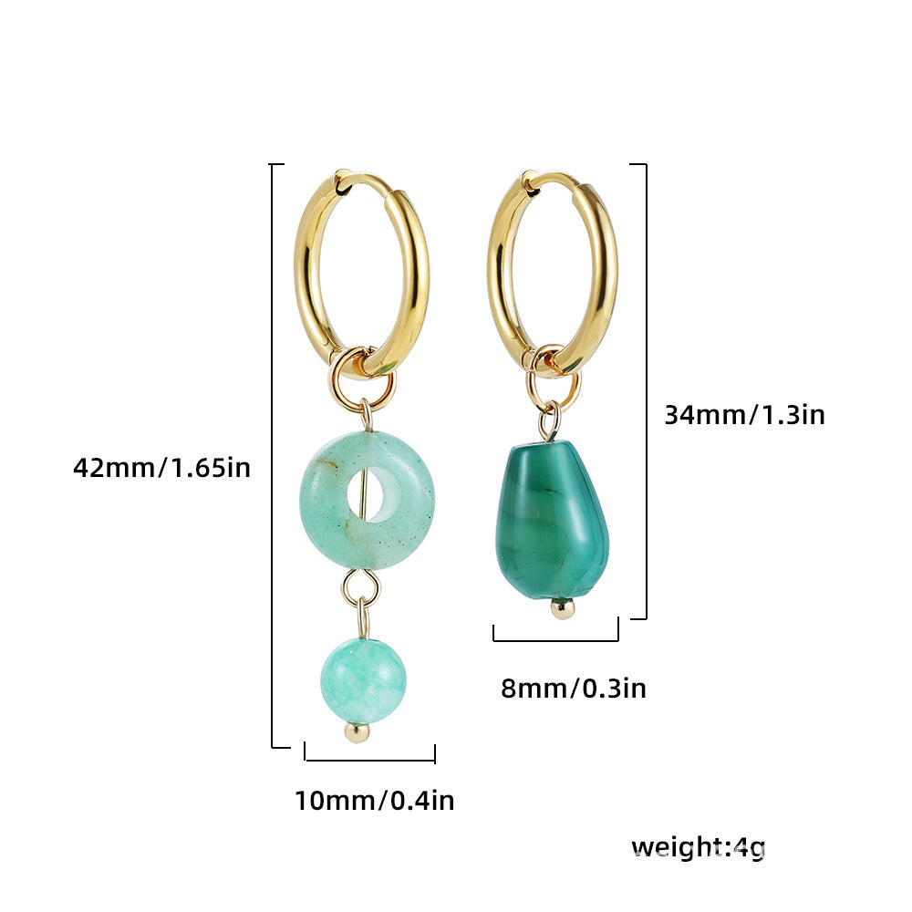 Stainless Steel Blue Natural Stone Pink Green About Turquoise Earrings