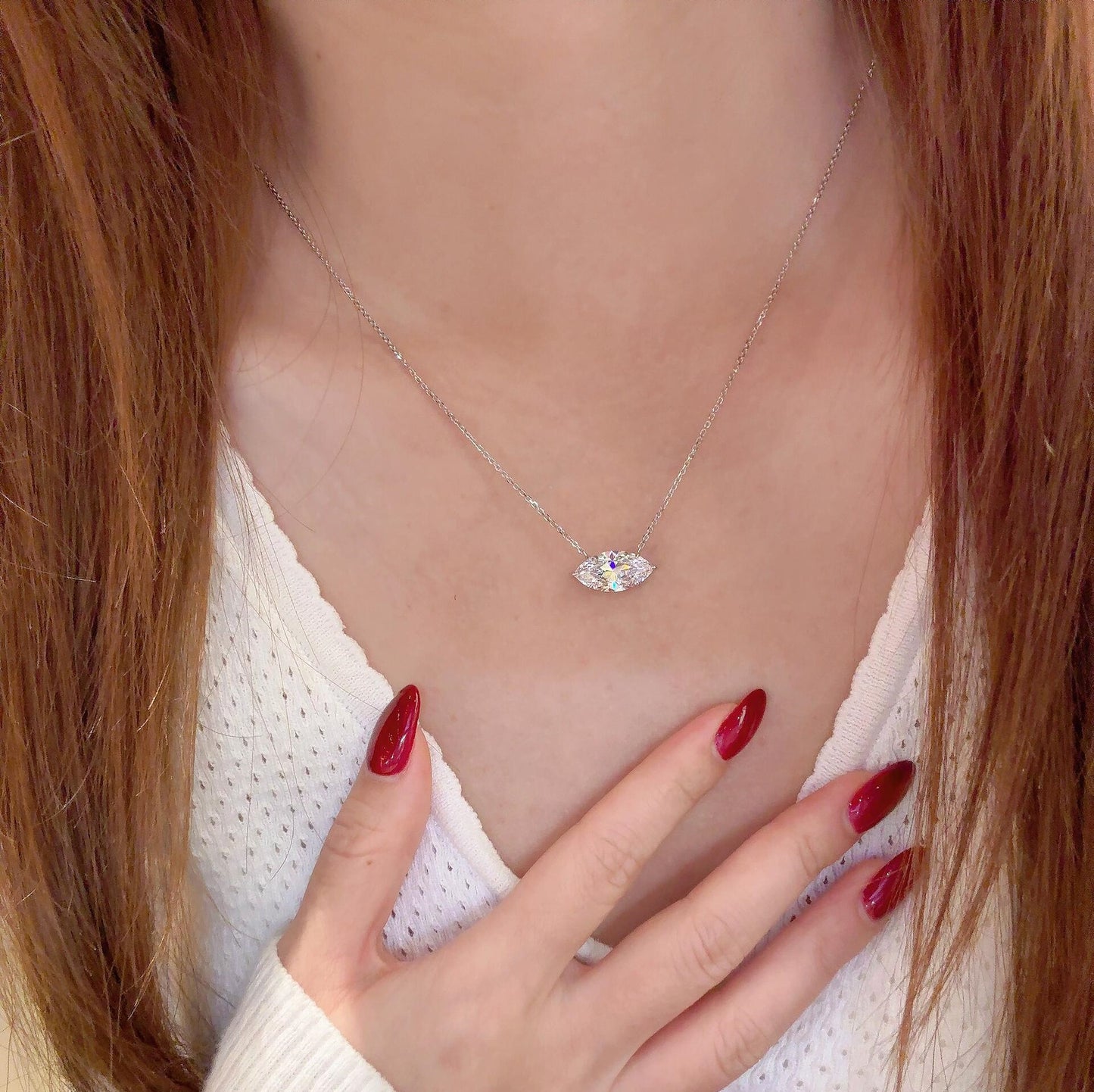 Women's Eye Diamond Sterling Sier For 2 Karat Horizontal Push-pull Adjustable Necklaces