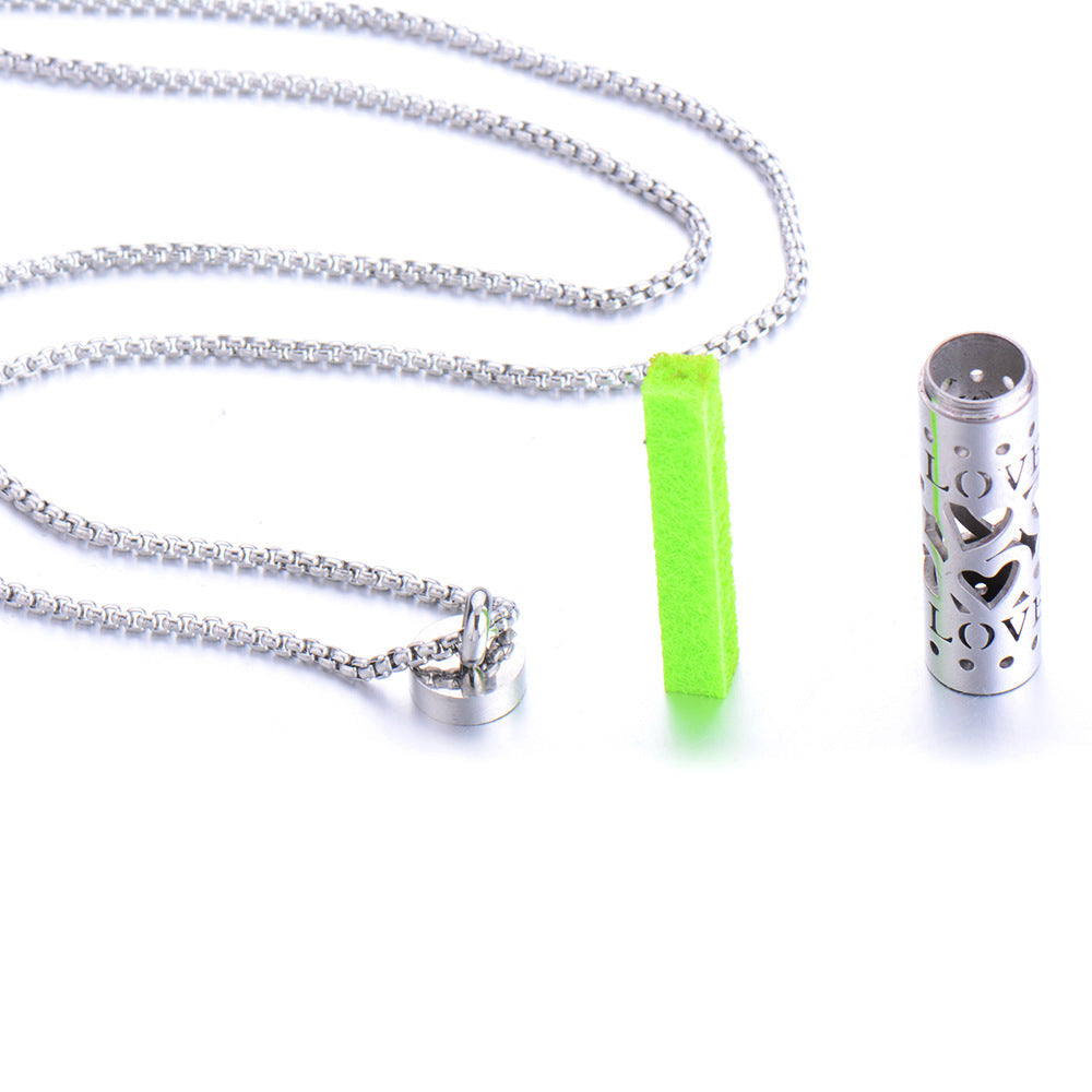 Perfume Bottle Essential Oil Stainless Steel Cylinder Corrugated Couple Pendants