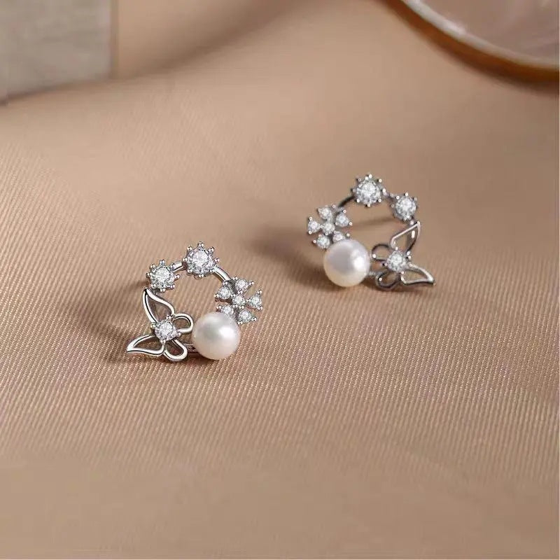 Women's Pearl For French Entry Lux Butterfly Earrings