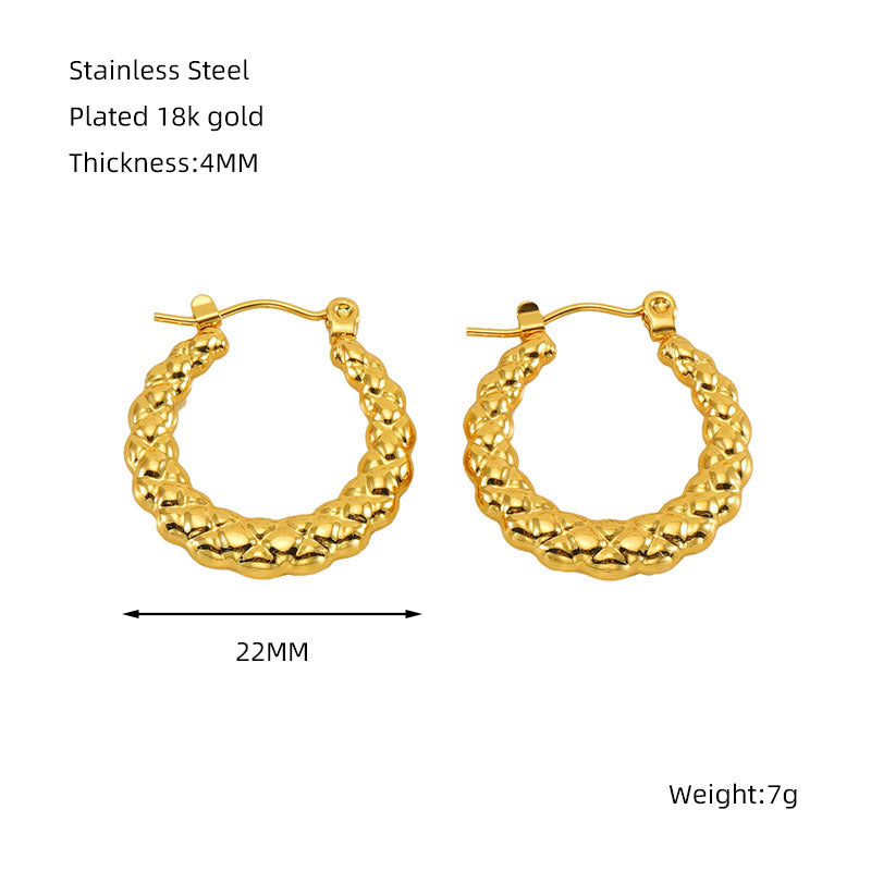 Women's Gold Stainless Steel French Glossy Hollow Fashion Earrings