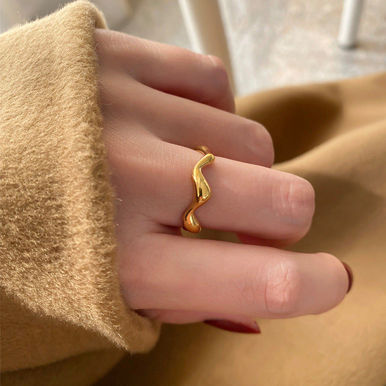 Wave Abstract Titanium Steel Index Finger Female Fashion Personality Geometry Rings