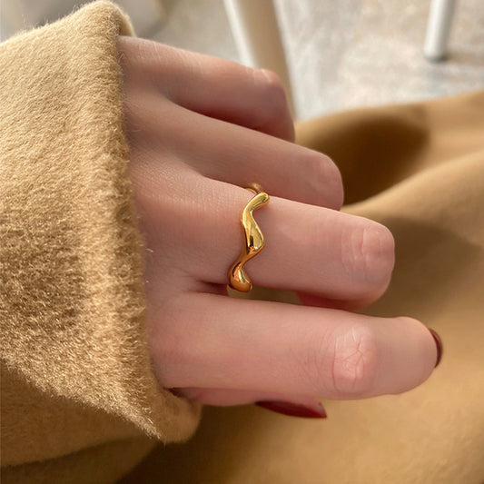 Wave Abstract Titanium Steel Index Finger Female Fashion Personality Geometry Rings