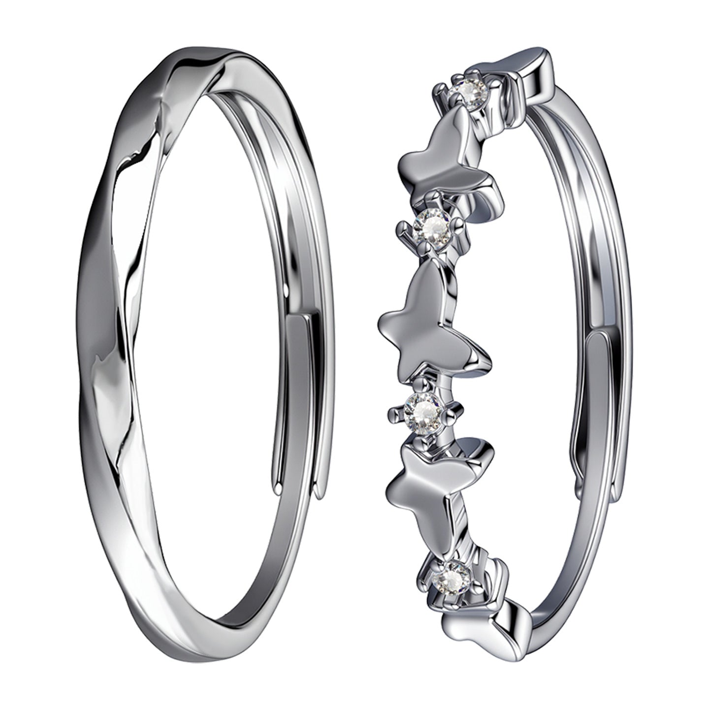 Environmental Protection Copper Butterfly Diamond Couple Design Mobius Rings
