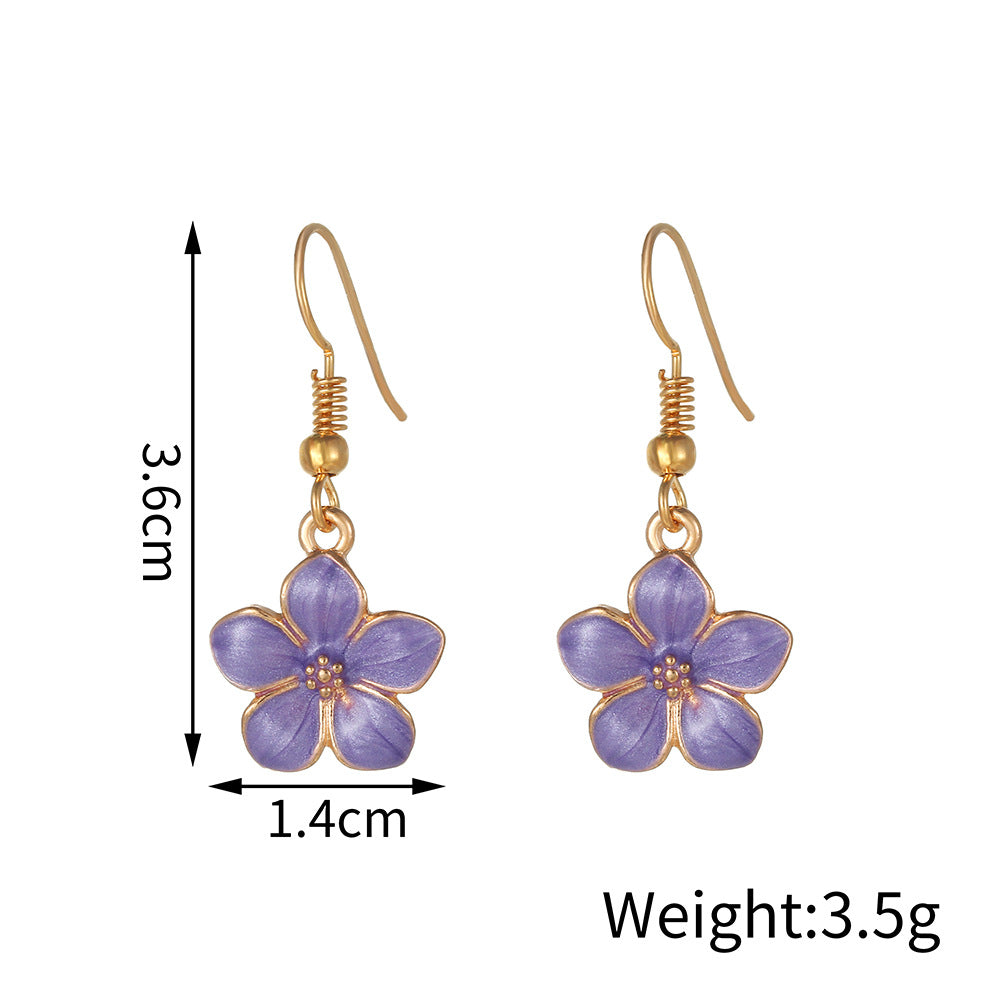 Women's For Glaze Flowers Heart Sneaky Design Stud Earrings