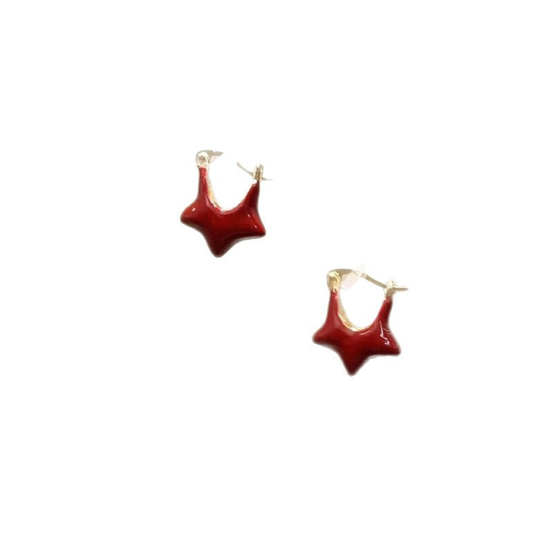 Red Unique Design Fashionable Light Luxury Premium Stud Earrings