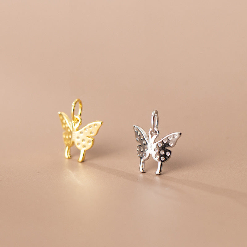 Gold Micro Inlaid Zircon Butterfly Female Pendants