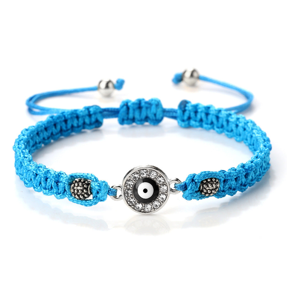 Women's & Men's Red Rope Safety Lock Devil's Eye Diamond Woven Hand Bracelet