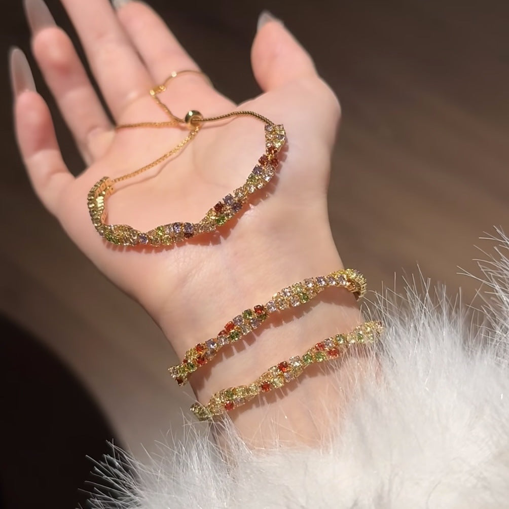 Women's Inlaid Zircon Drawable Fashion Affordable Luxury Style Elegant Graceful Design Bracelet