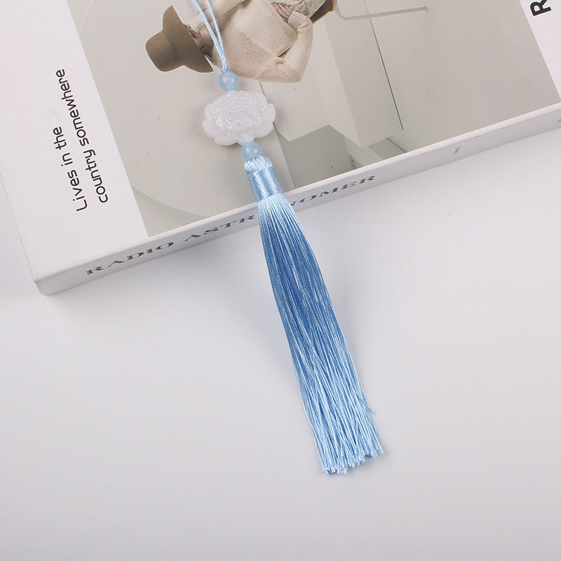 Jade Lotus Tassel Fringe Kunlun Fan Cheongsam Jewelry Accessories