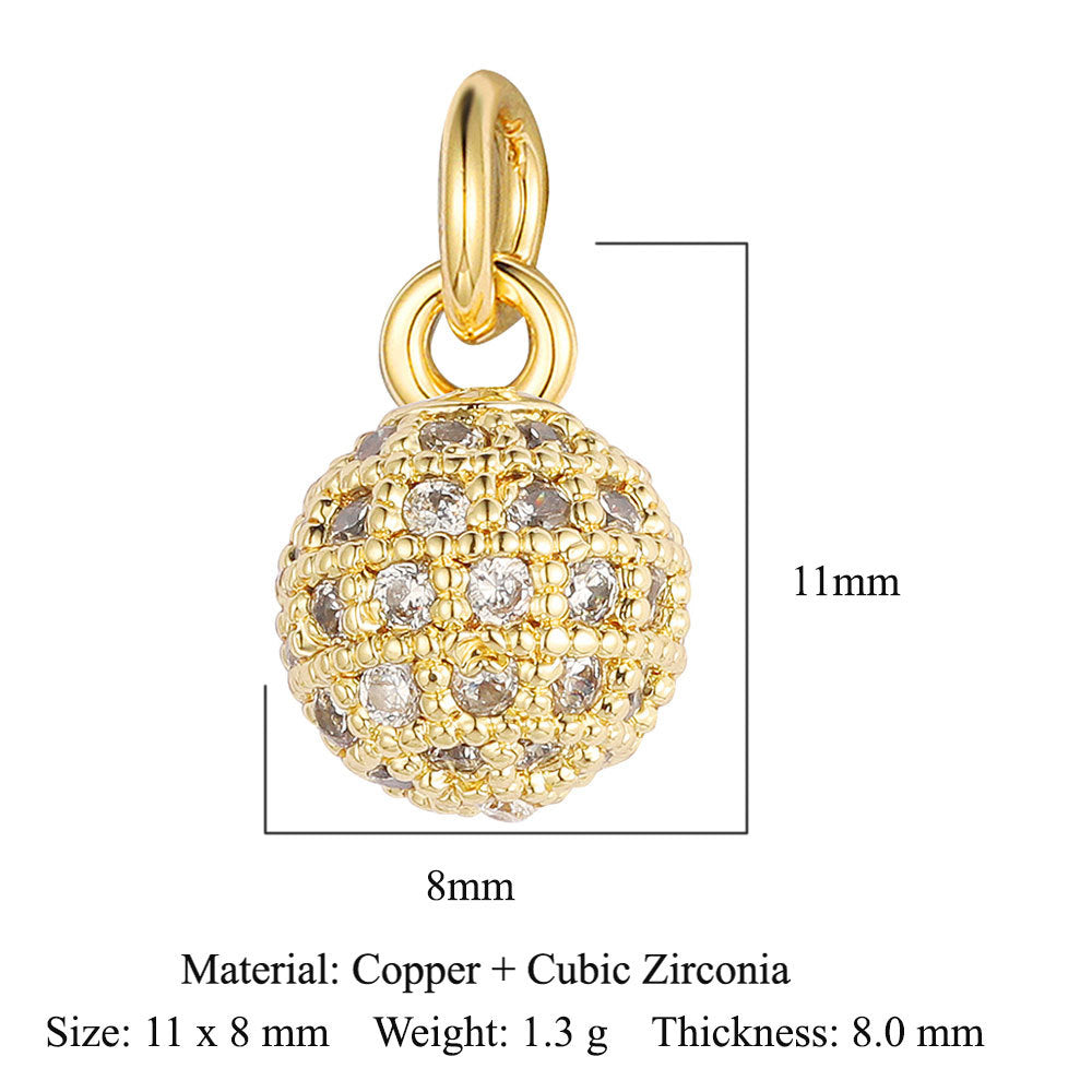 Love Copper Zircon Round Ball Beetle Ornament Pendants