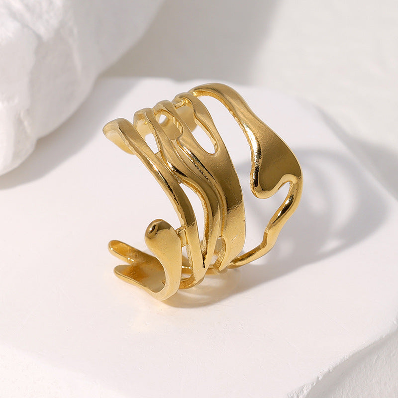 Stainless Steel Opening Gold Plated Niche Rings