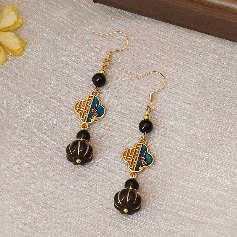 Style National Brass Ear Hook Vintage Court Ethnic Han Clothing Earrings