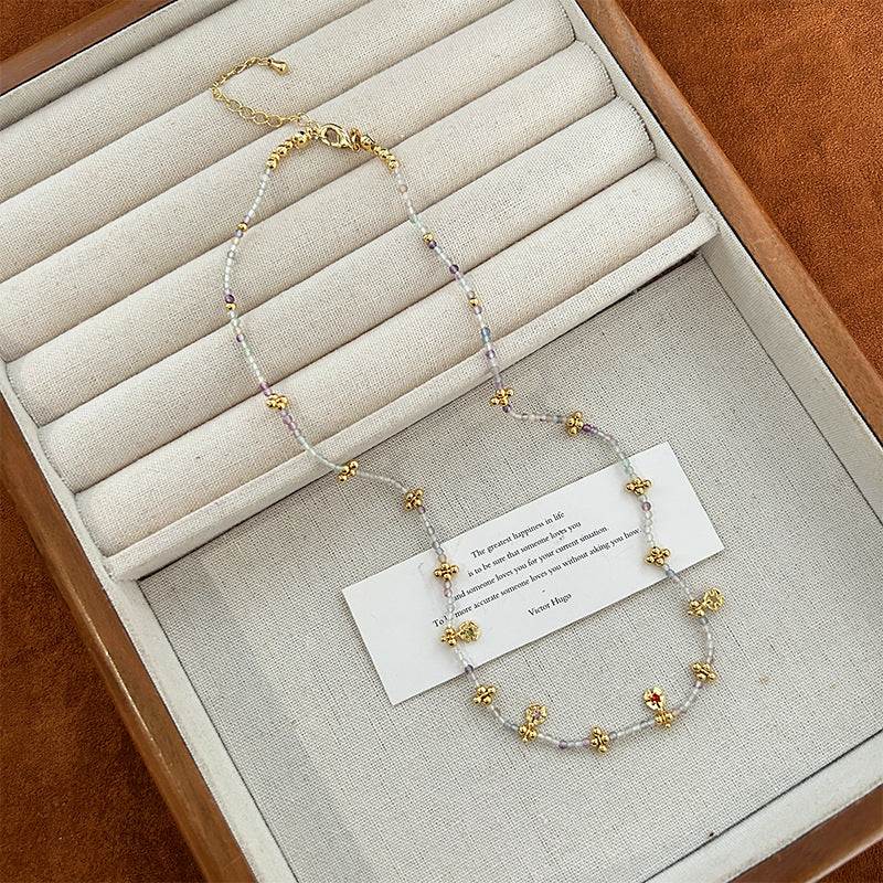 Tourmaline Flower Tigereye Natural Stone Color Kooky Design Twin Bracelets