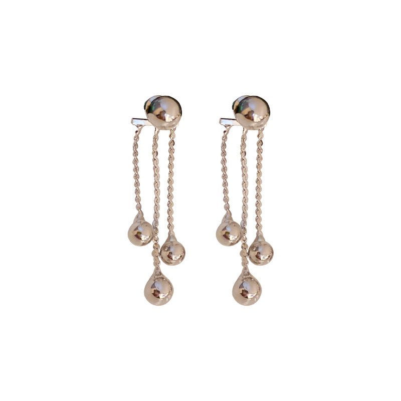 Women's Needle Metal Round Beads Tassel Minority Simple Design Ear Refined Rings