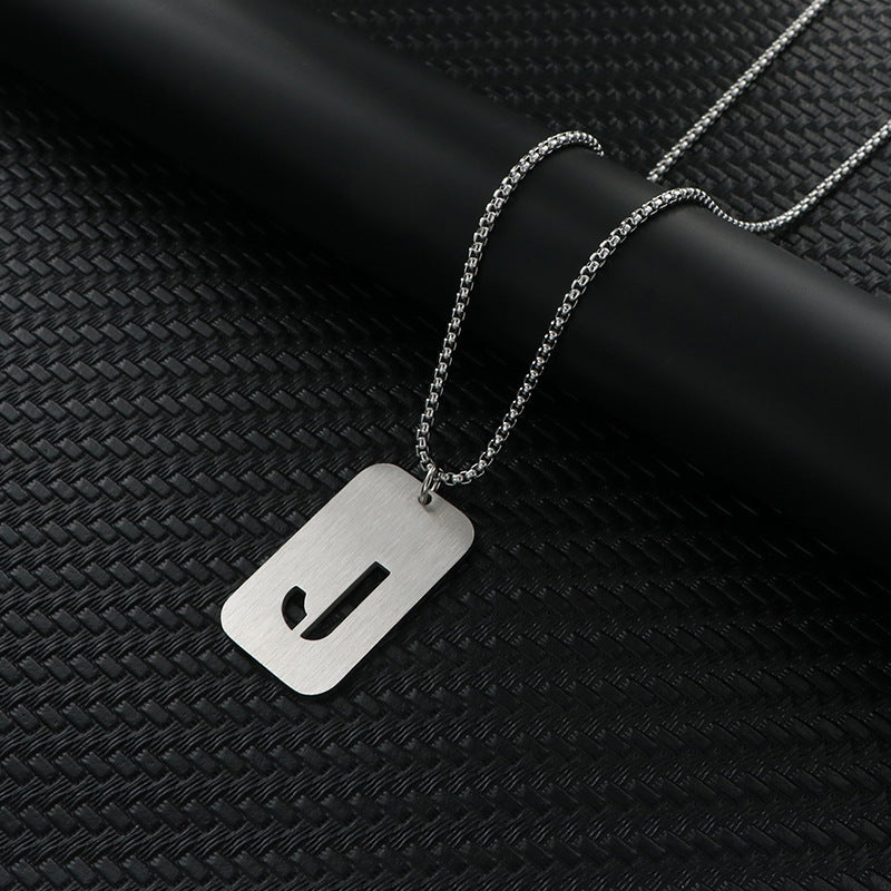 Women's & Men's Hop Sweater Chain Accessories Rectangular Glossy Dog Tag Stainless Pendants