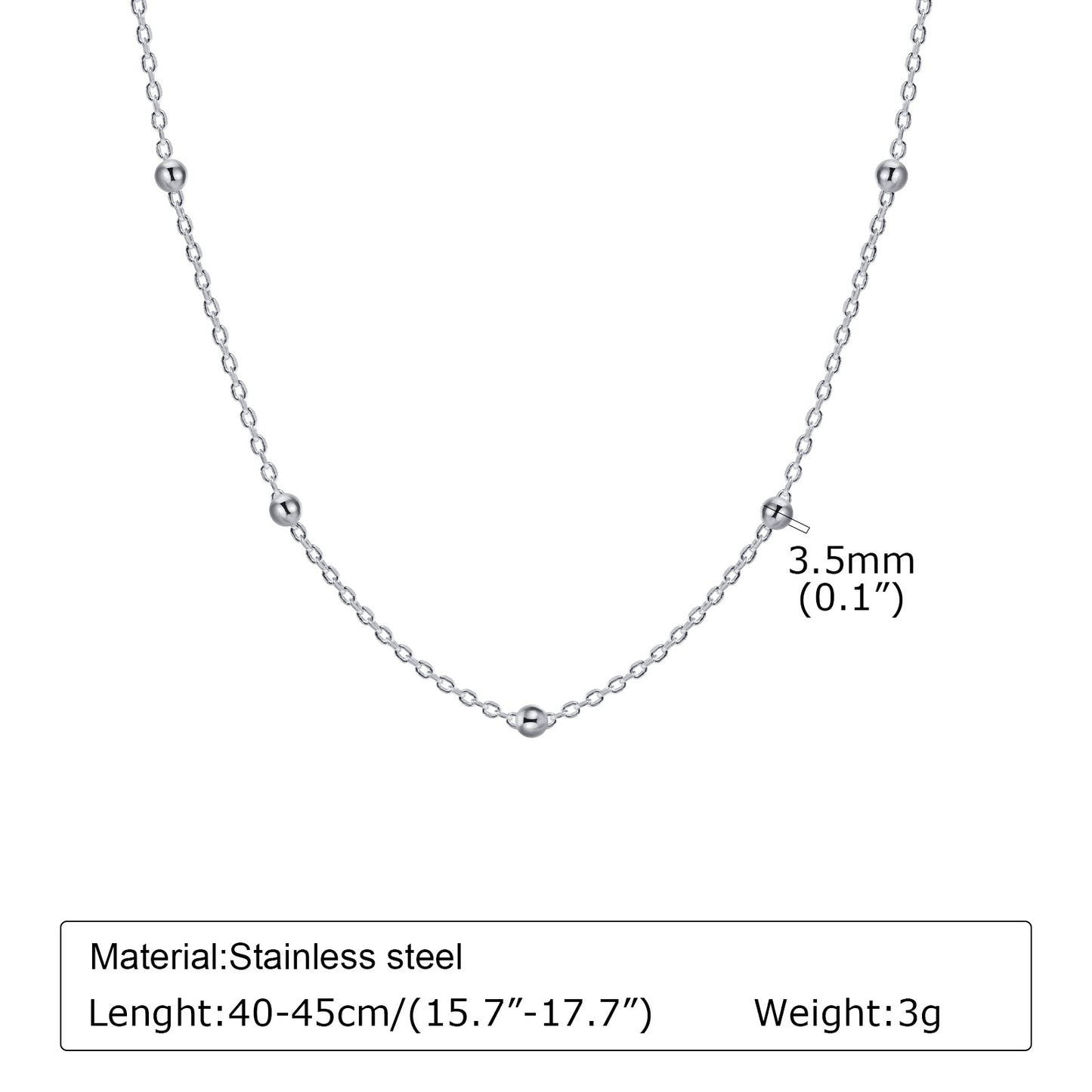 Women's Stainless Steel Partition Bead Fashion Accessories Necklaces