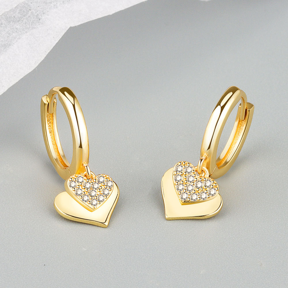 Heart Sweet Lady Style French Ear Clip Trendy Affordable Luxury Stud Earrings