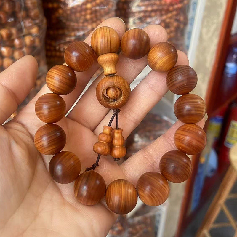 Black Oil High Density Wooden Prayer Beads Gentiana Pattern Bracelet