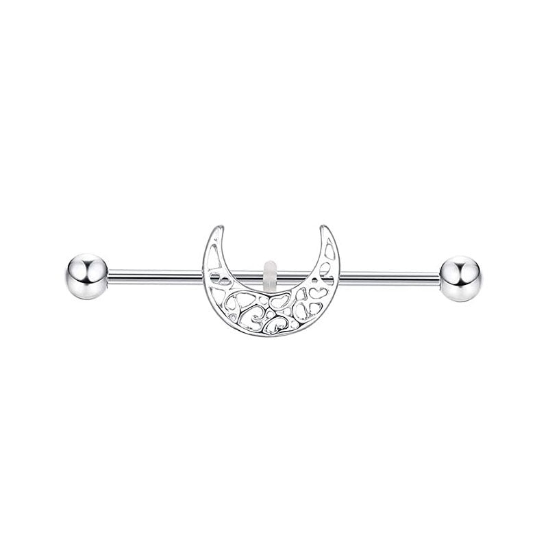 Industrial Barbell Ear External Thread Piercing Bridge Double Stud Earrings