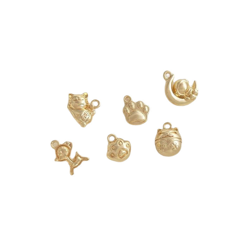 Real Gold Cat Palm Lucky Deer Spaceman Pendants