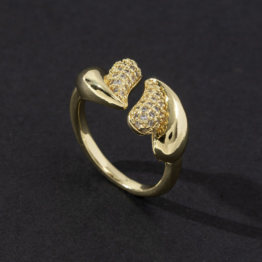 Cute Open Fashion Zircon Female Simple Ring