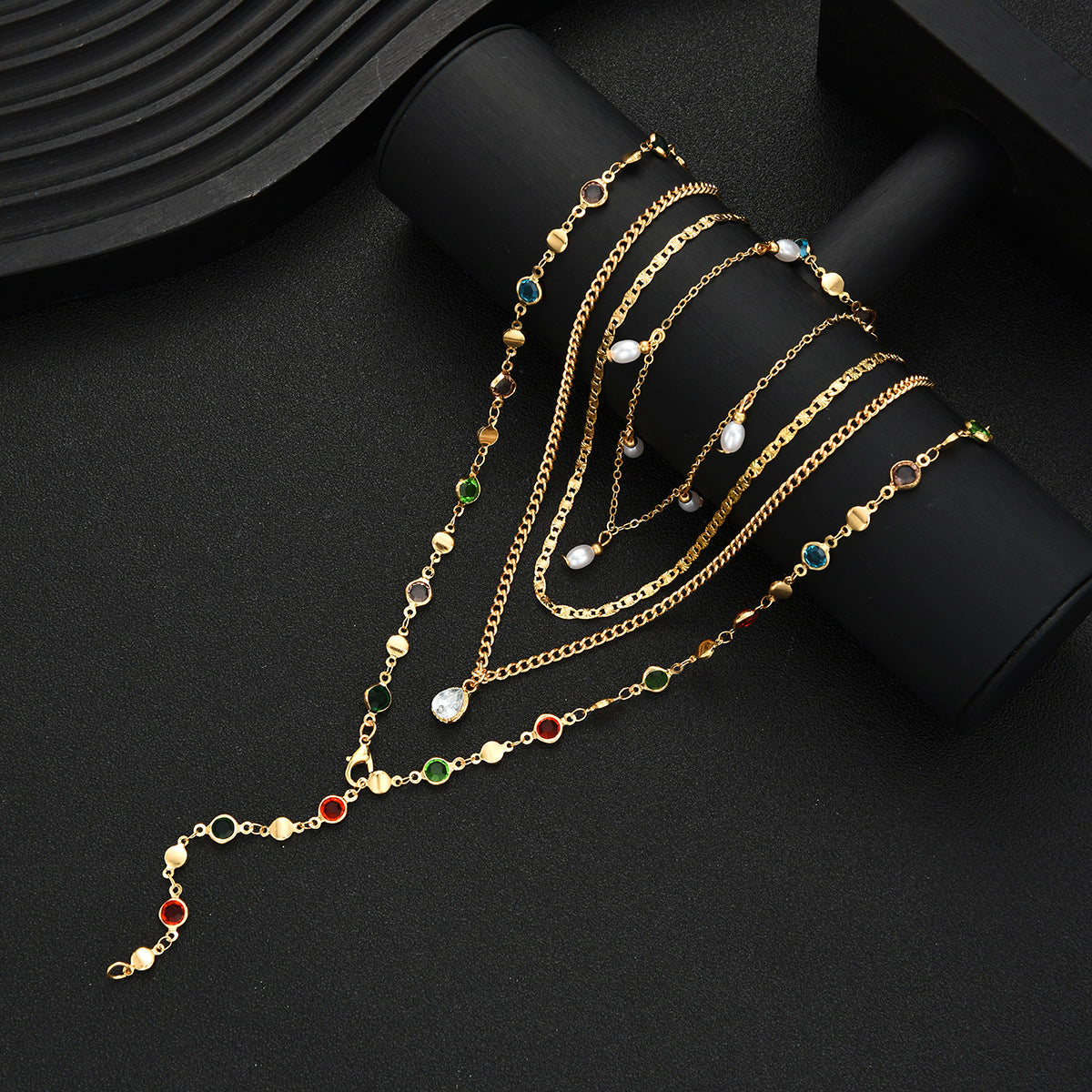 Women's Crystals Tassel Environmental Protection Twin Design Retro Long Necklaces